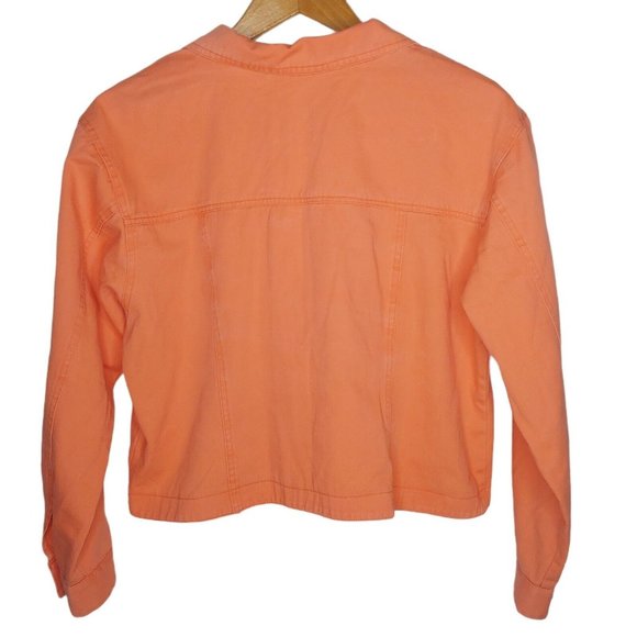 Vintage 80s City Girl Sport Womens 16 Jacket Cropped Canvas Embroidered Peach - Picture 7 of 11